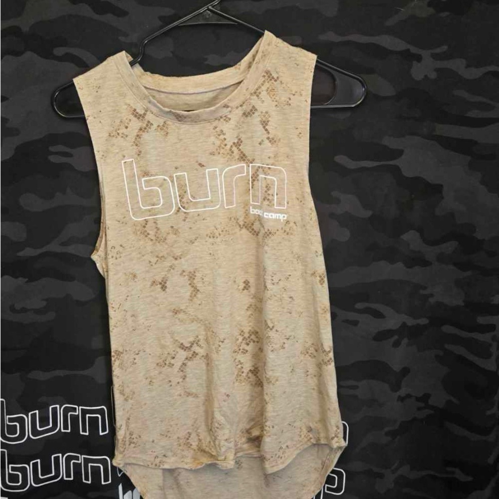 Burn Women's Muscle Tank in Beige with Subtle Texture